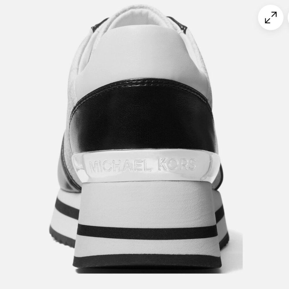 Michael Kors Monique Knit Trainer Sneakers Black/Optic White Women’s 6 - Picture 10 of 10